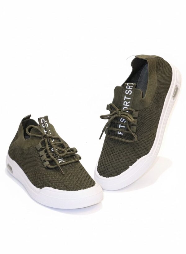 Olive Knit Slip-On Trainer
